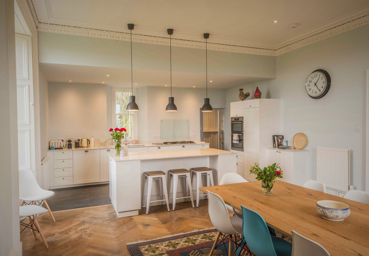 The well equipped kitchen has all the mod cons needed for catering for large numbers
